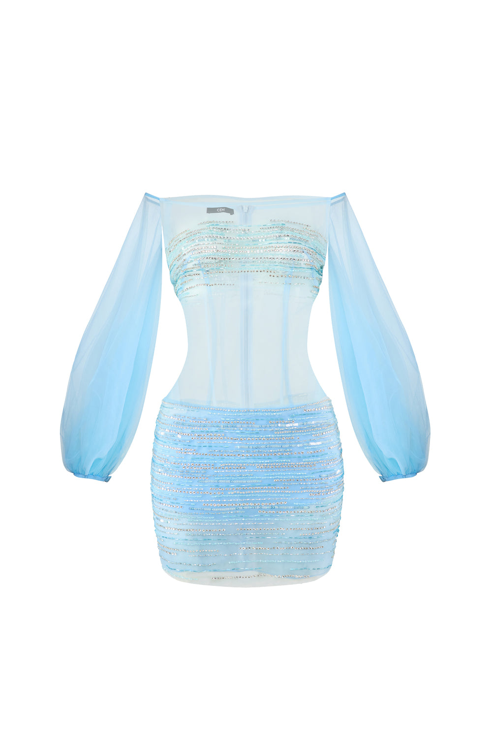 Isaryth Blouson See-Through Mesh Mini Dress