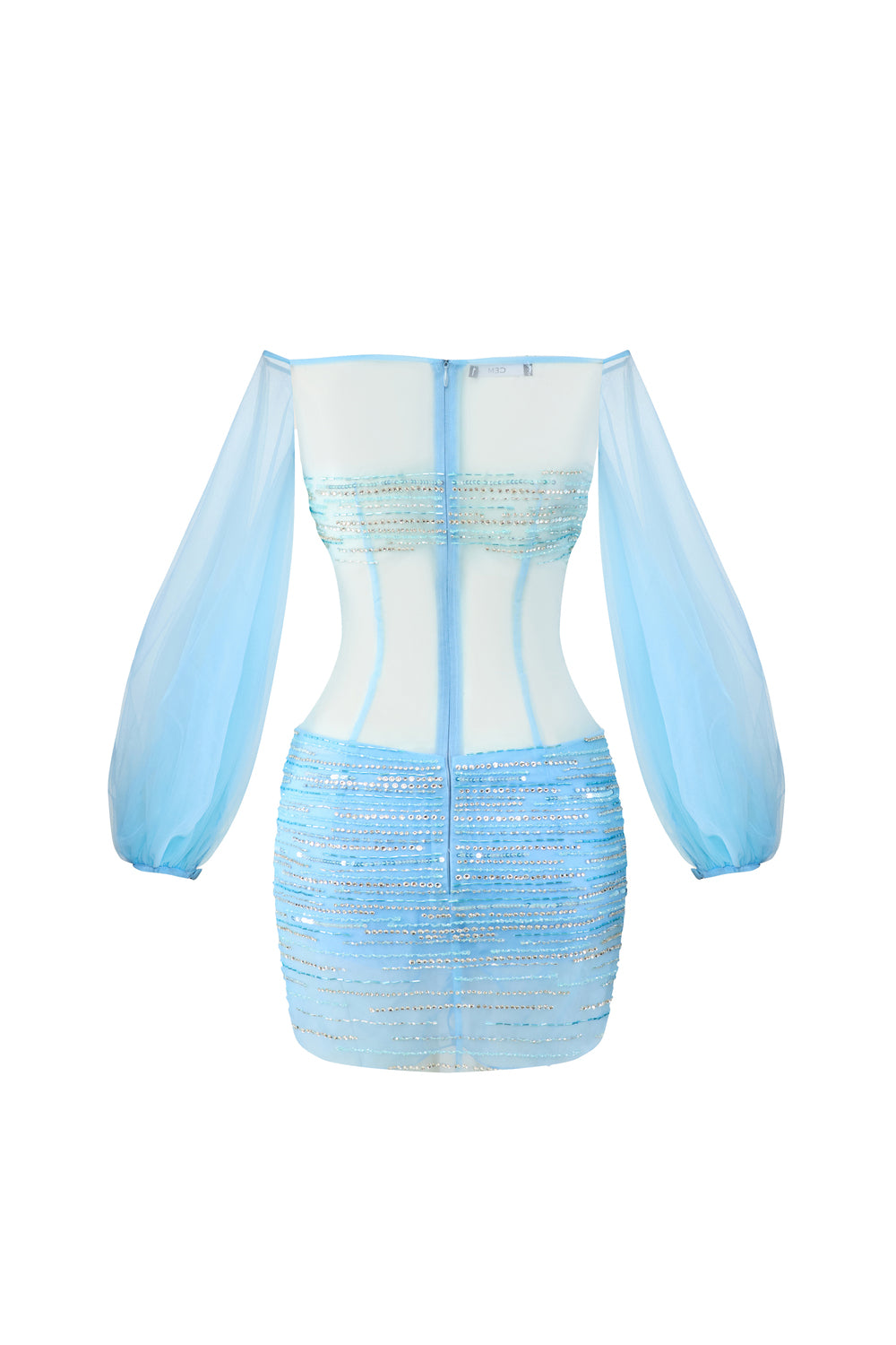 Isaryth Blouson See-Through Mesh Mini Dress