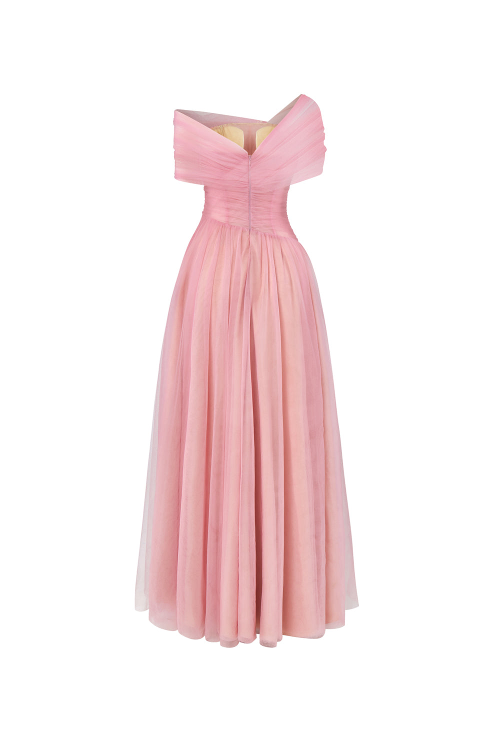 Floréa A-line Asymmetric Sleeved Tulle Floor Length Dress