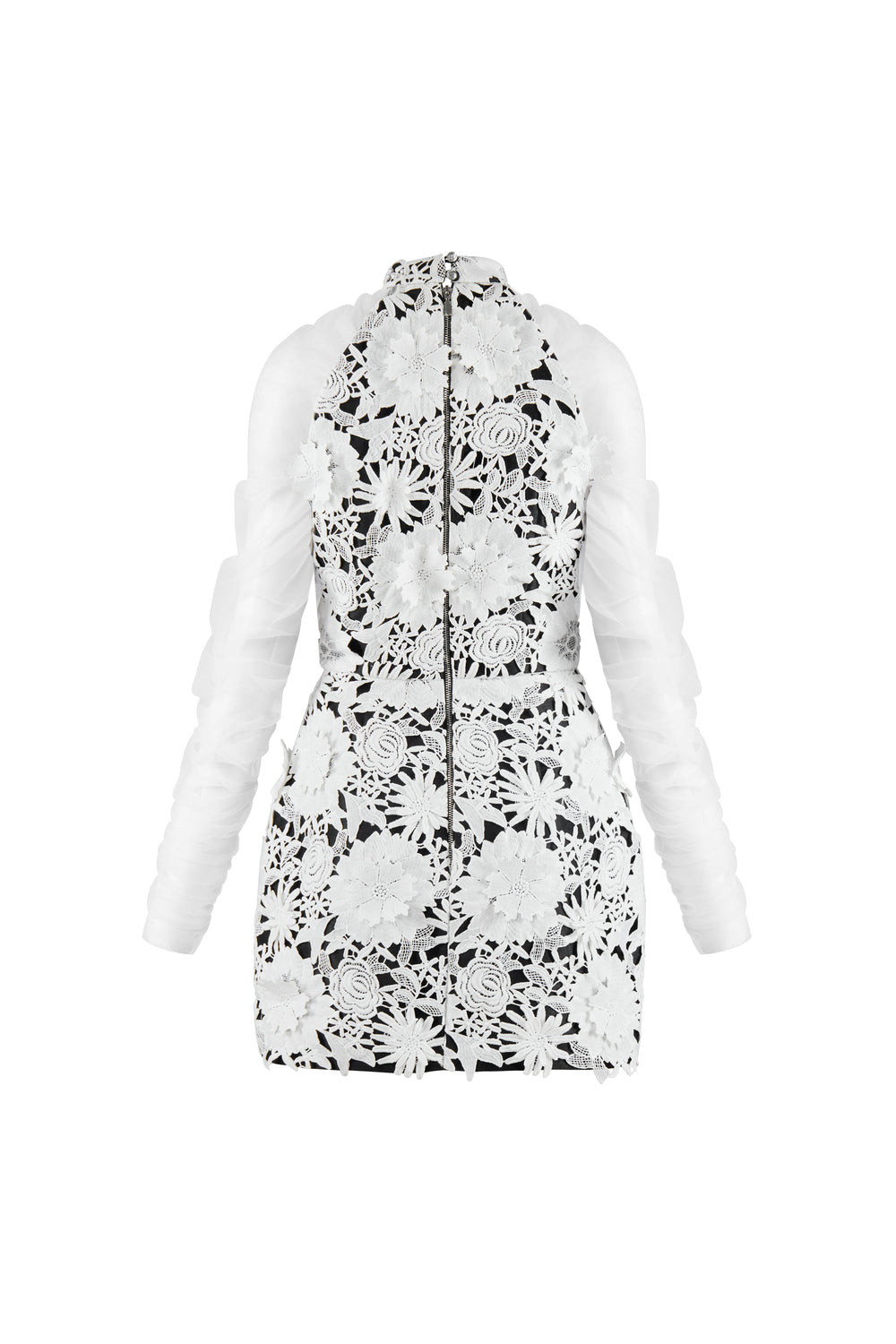 Petalia A-line Halter Neck Lace Mini Dress