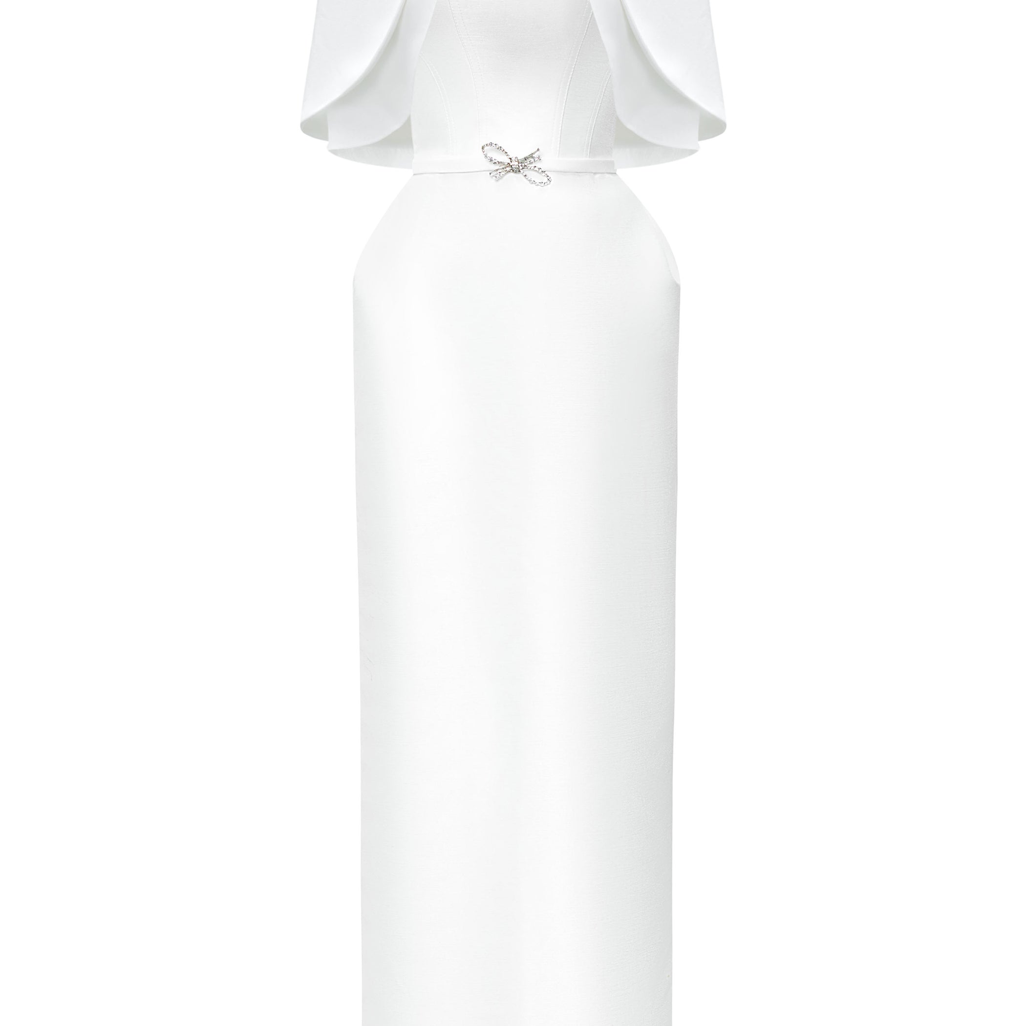 Marcele Pegged Square Neck Taffeta Maxi Dress