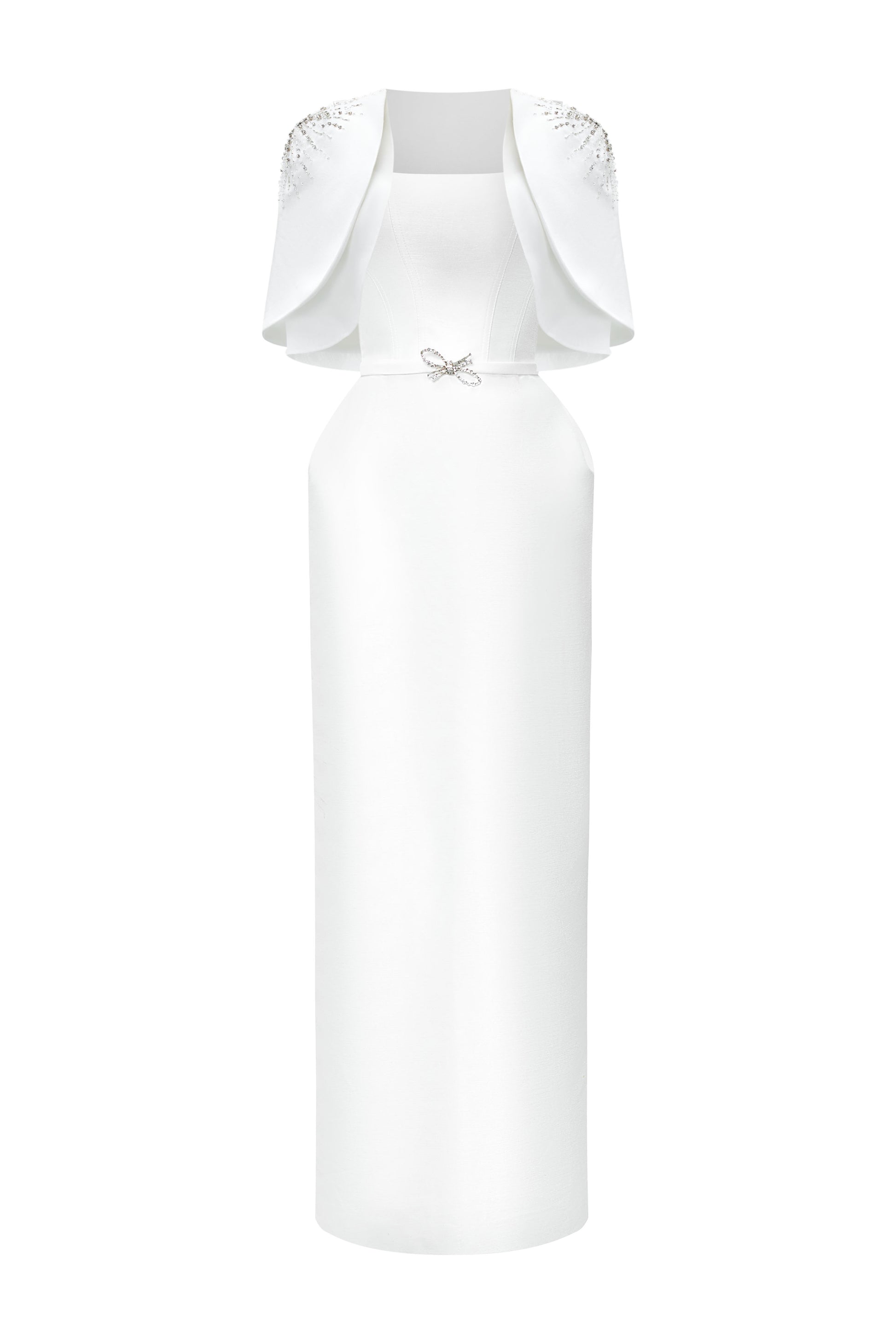 Marcele Pegged Square Neck Taffeta Maxi Dress