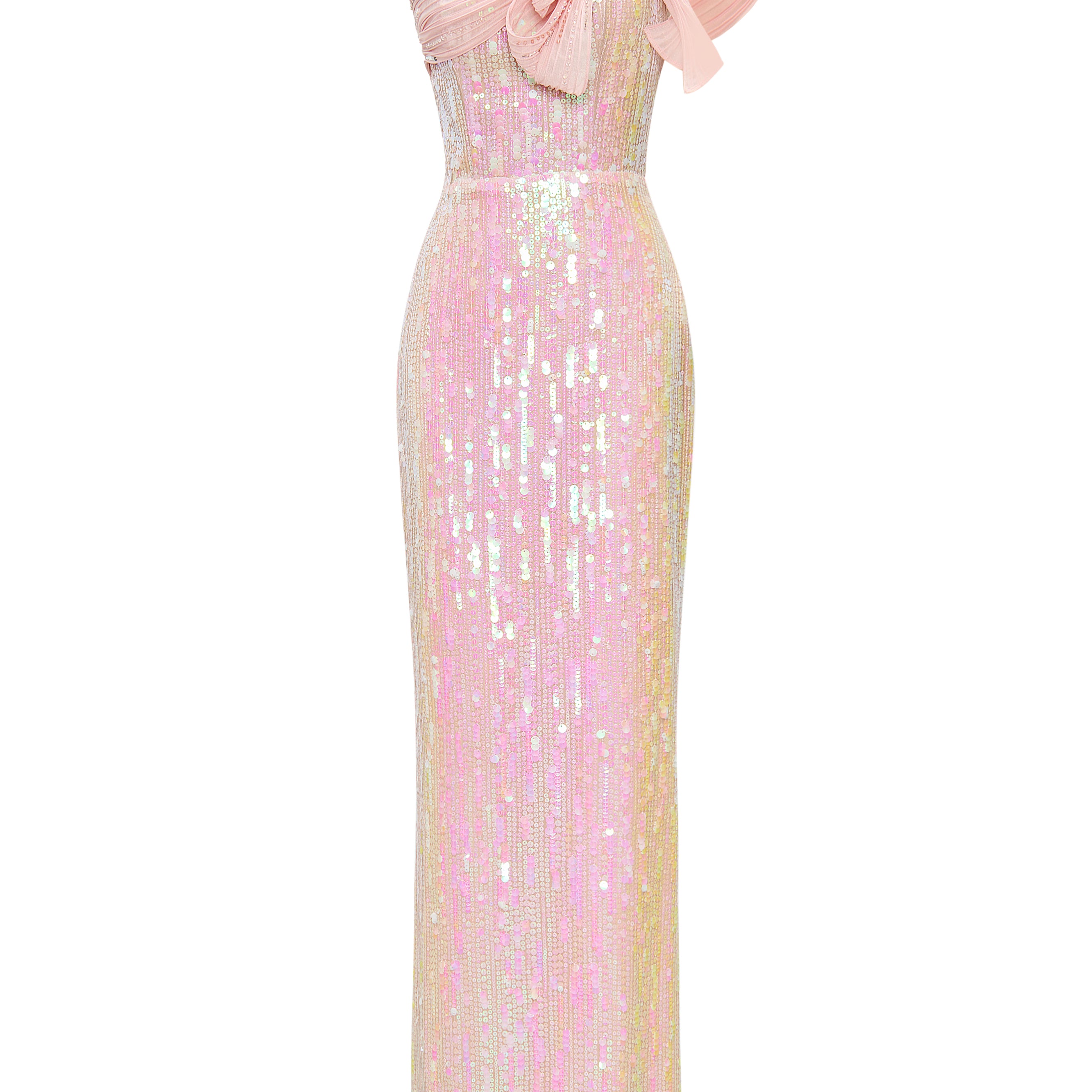 Astrelle Asymmetric Neck Sequin Maxi Dress