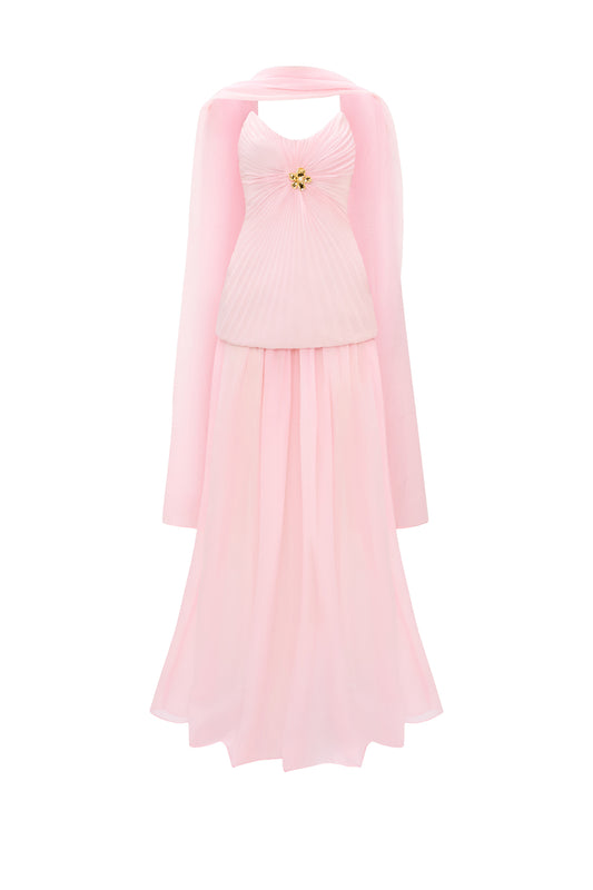 Rose Éventail Sweetheart Pleated Set