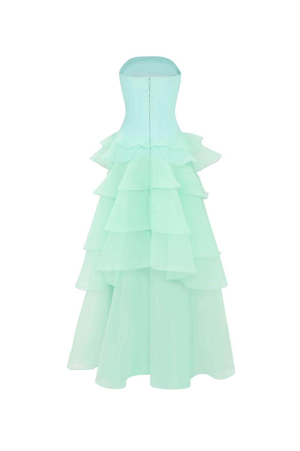 Cascade Straight Across Ruffle Maxi Dress