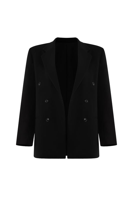 Avenoire Straight Double Breasted Crepe Blazer