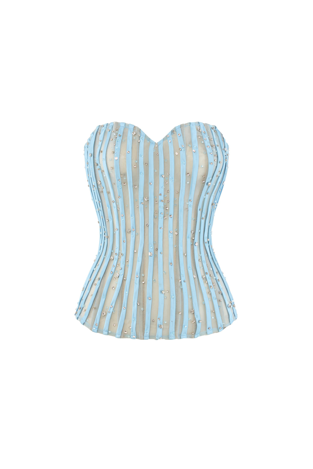 Elthea Peplum Sweetheart Neck Mesh Top