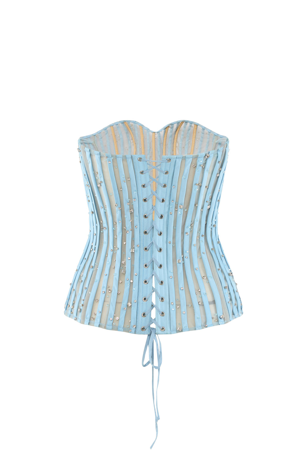 Elthea Peplum Sweetheart Neck Mesh Top