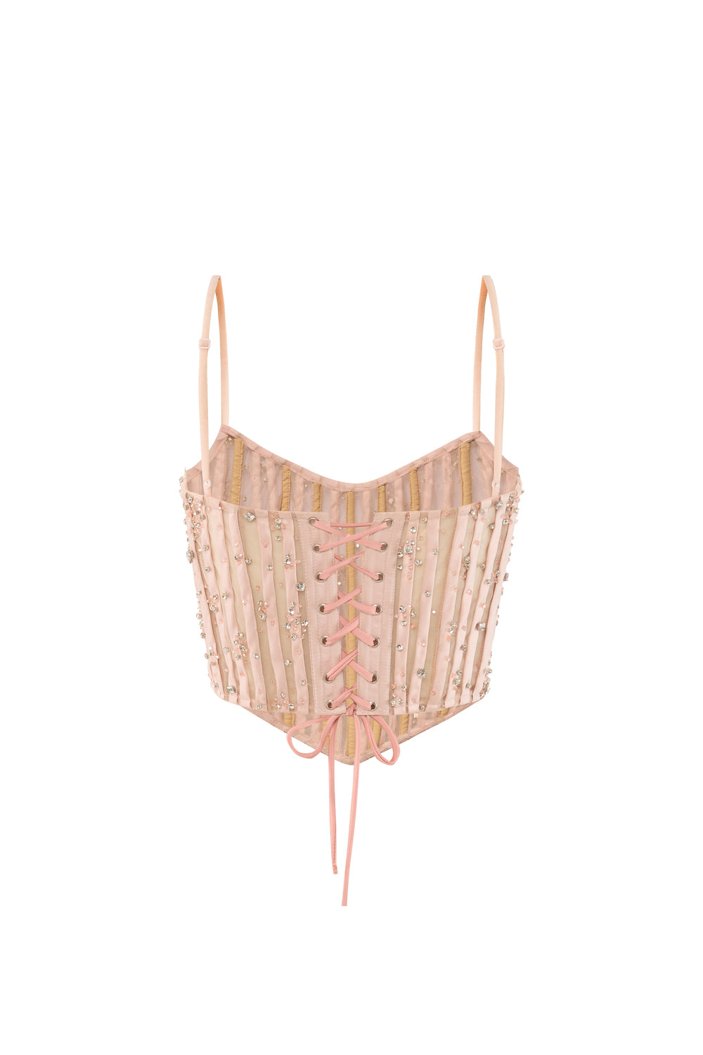 Lyvienne Cropped Spaghetti Strap Mesh Top