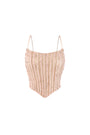 Lyvienne Cropped Spaghetti Strap Mesh Top