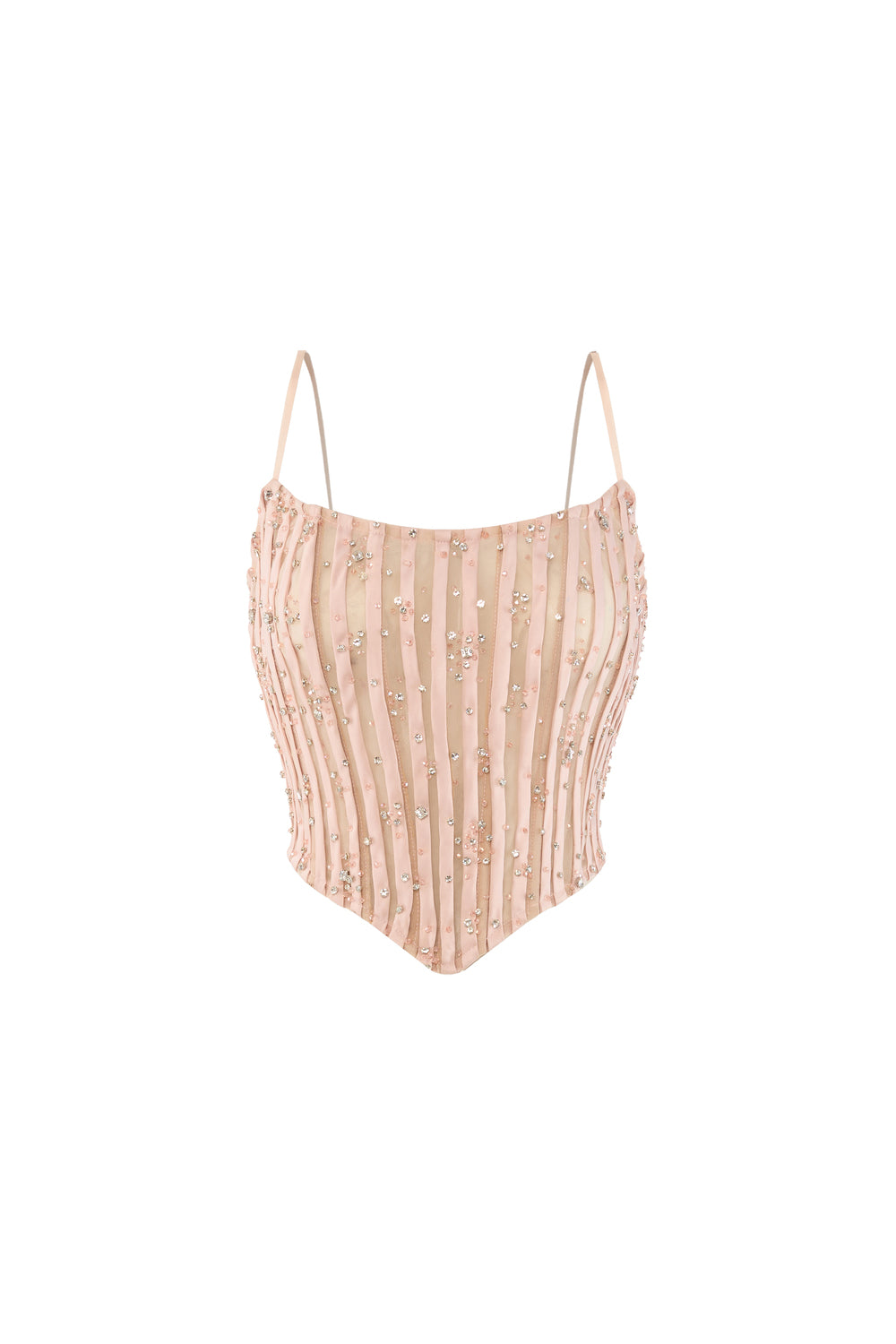Lyvienne Cropped Spaghetti Strap Mesh Top