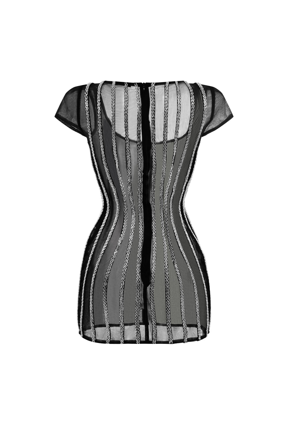 Mirellune Bodycon Scoop Neck Chiffon Mini Dress