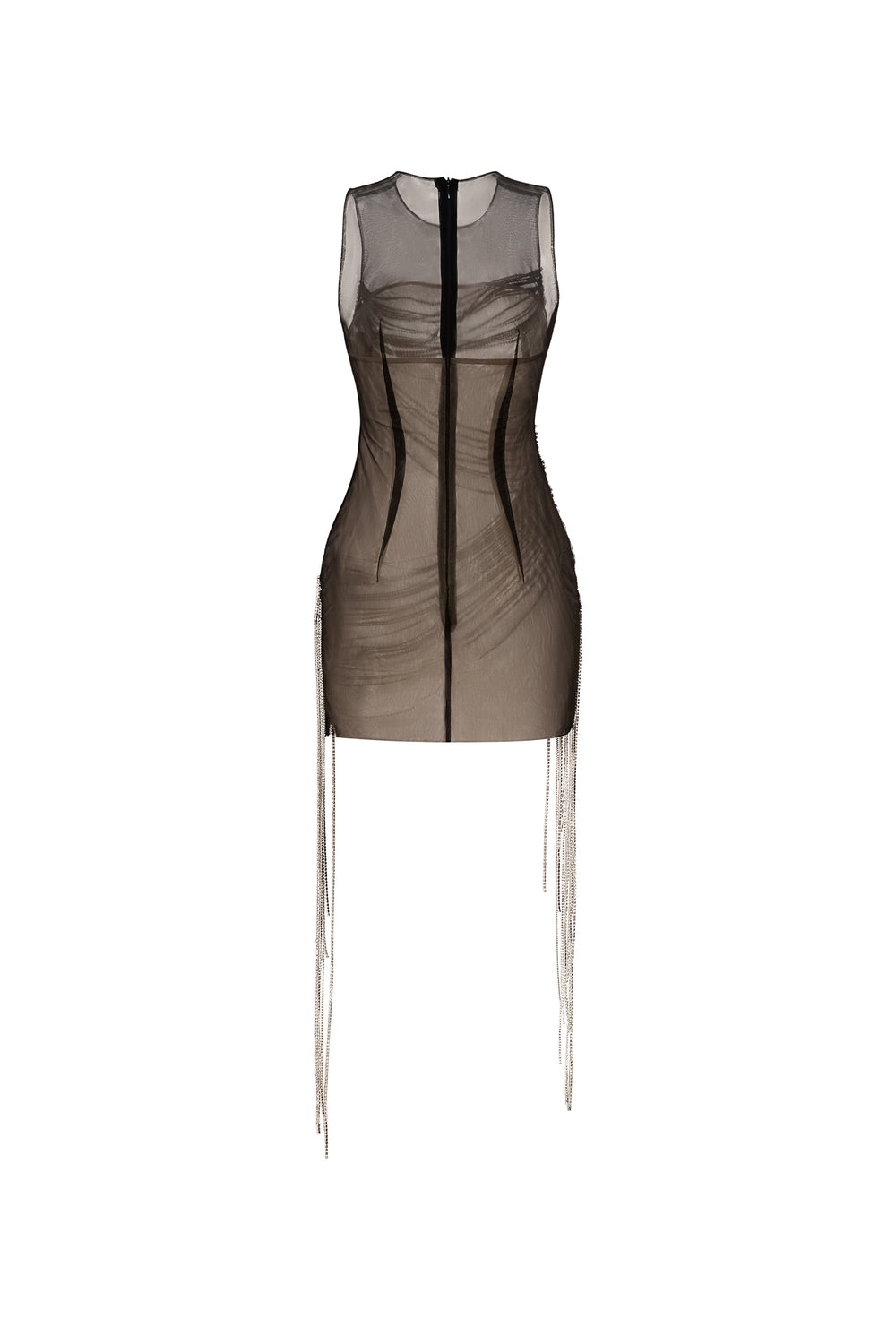 Velithra Bodycon Round Neck Chiffon Mini Dress
