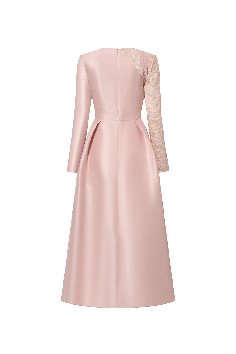 Aarina Fit and Flare Asymmetric Neck Taffeta Midi Dress