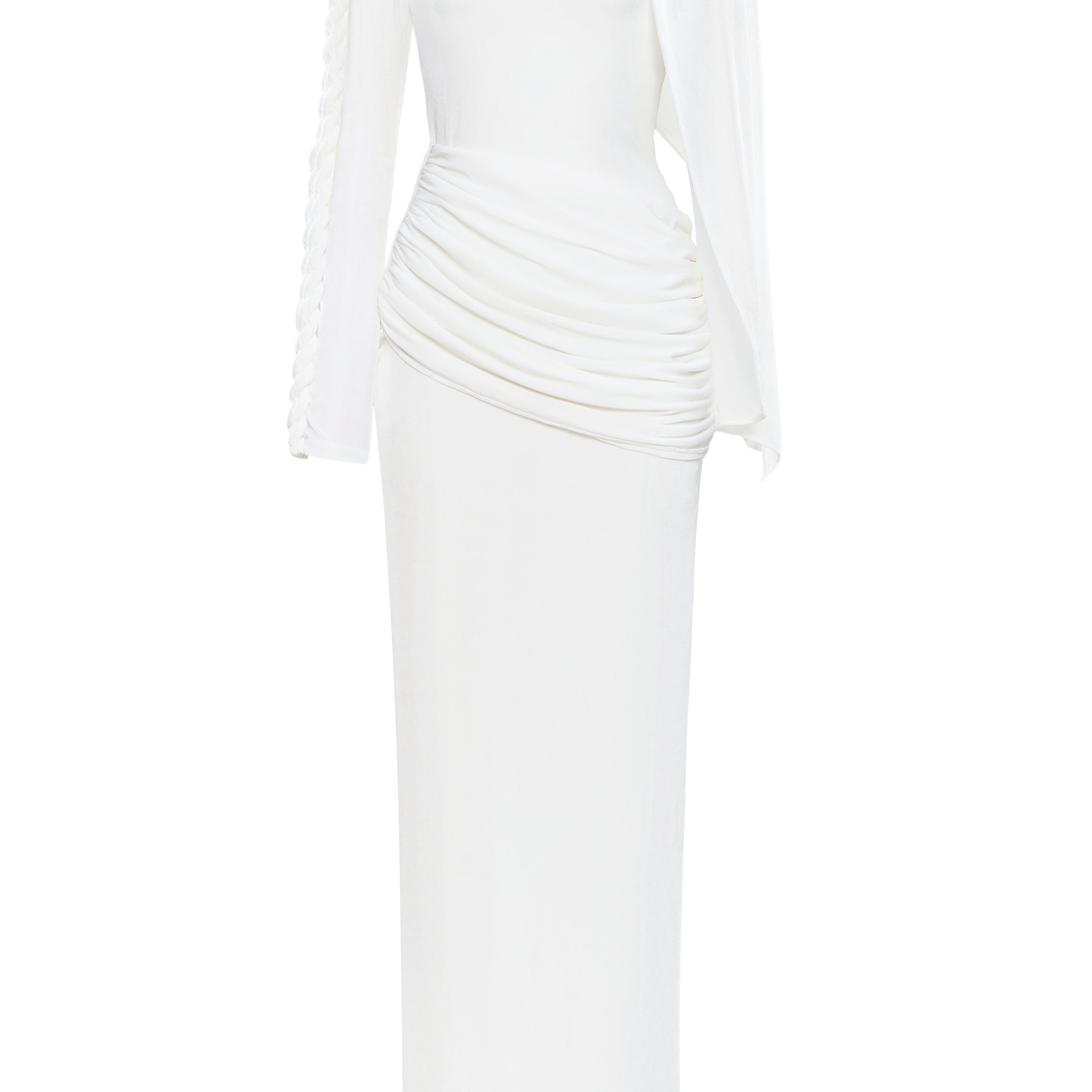 Éloress Sheath Asymmetric Sleeved Spandex Maxi Dress