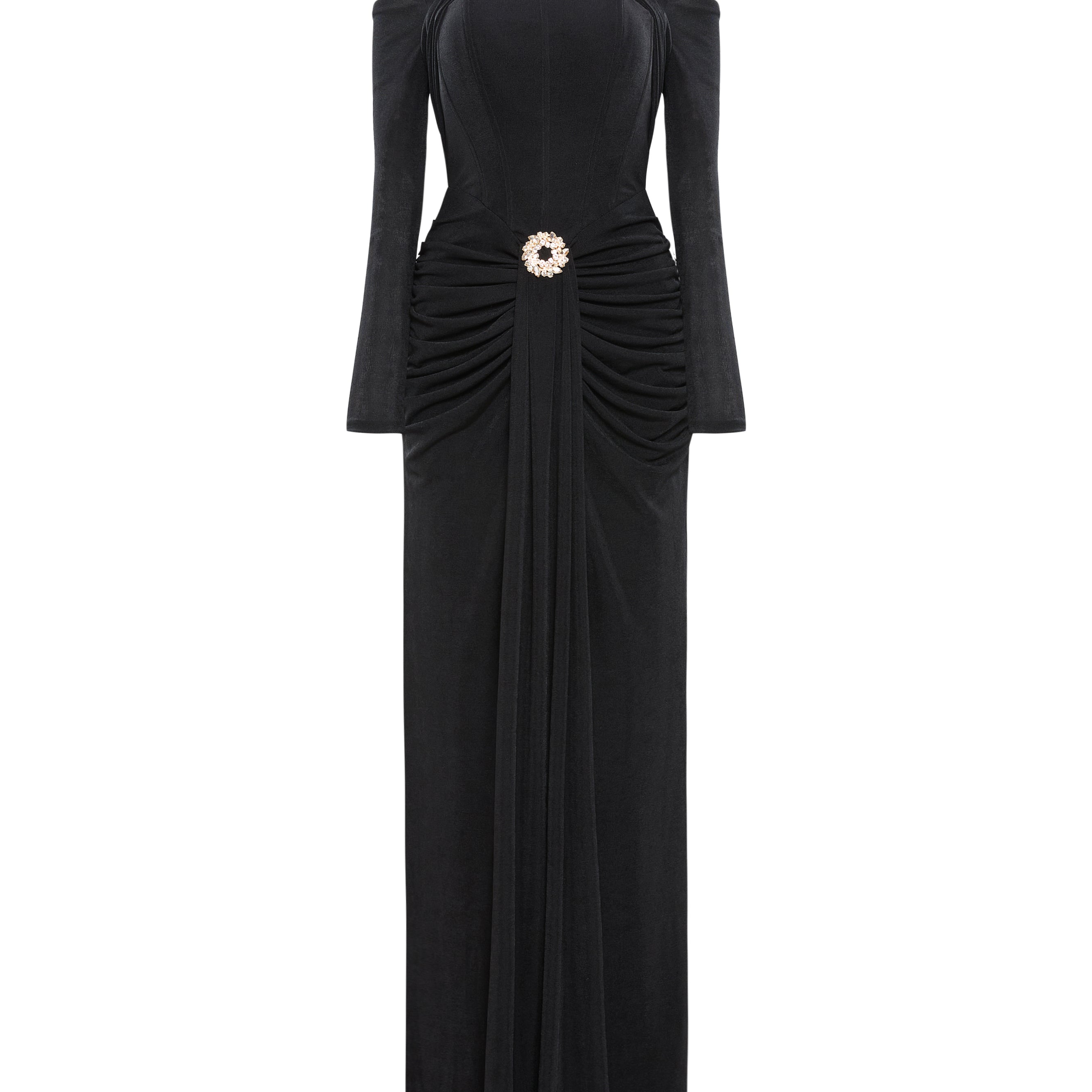 Maelis Sheath Crossover Neck Spandex Maxi Dress