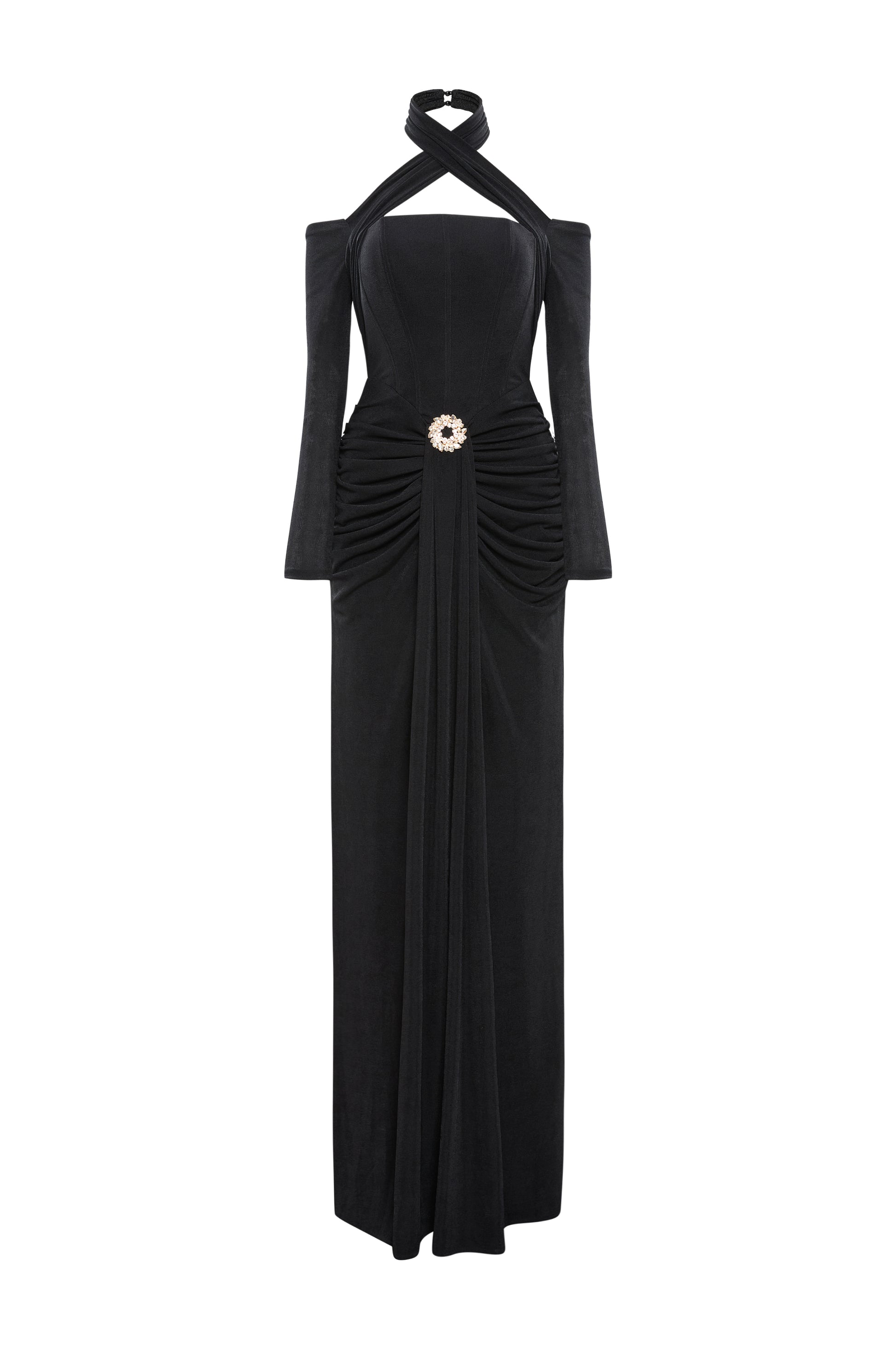 black spandex maxi dress 8374