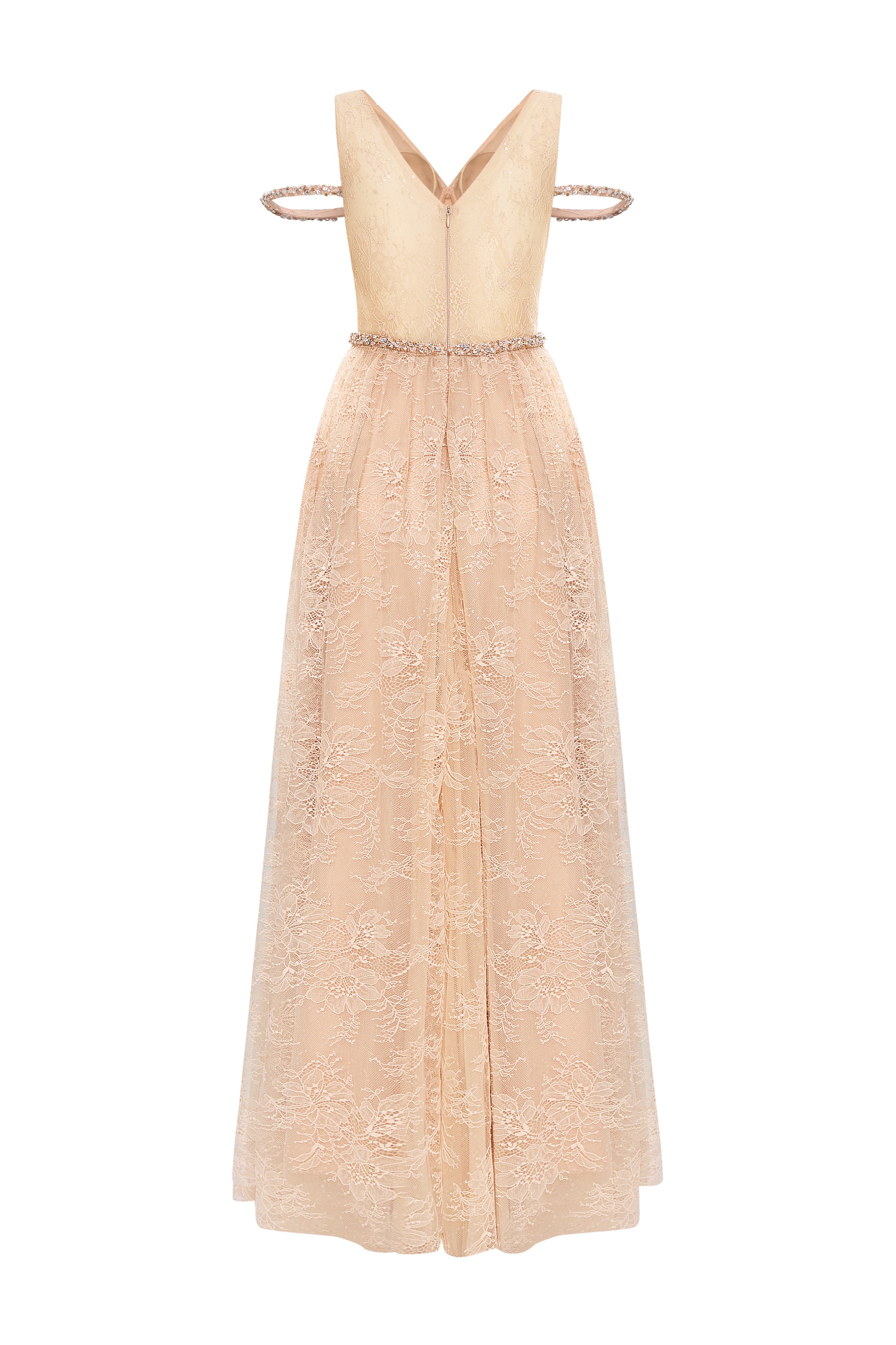 Women's Solenne A-line V-Neck Chantilly Lace Maxi Dress S/M/L/Customize Beige Champagne Floral MEAN BLVD Women's Solenne A-line V-Neck Chantilly Lace Maxi Dress S/M/L/Customize Beige Champagne Floral MEAN BLVD