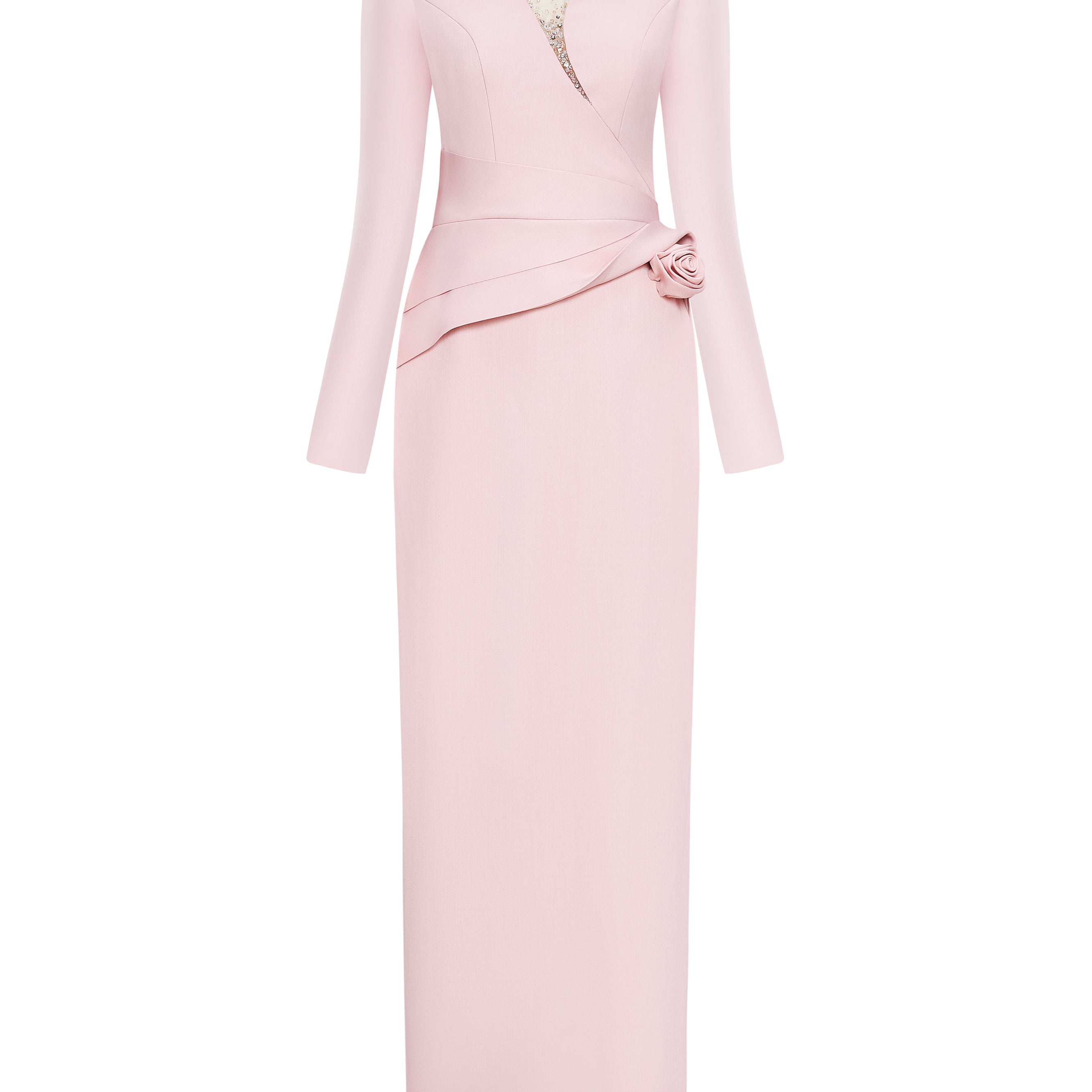 Velisse Sheath V-Neck Khaki Spandex Midi Dress