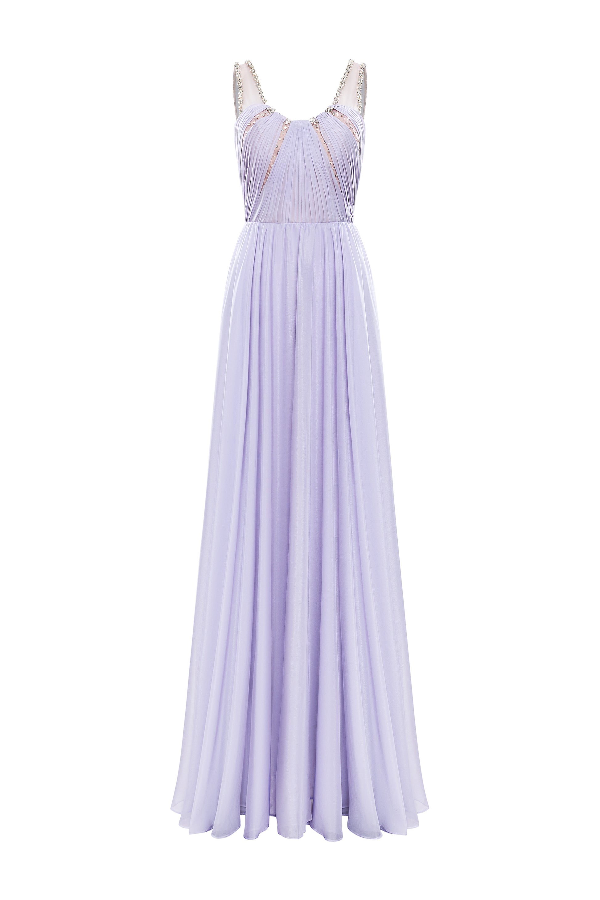Violette A-line Scoop Neck Silk Blend Maxi Dress