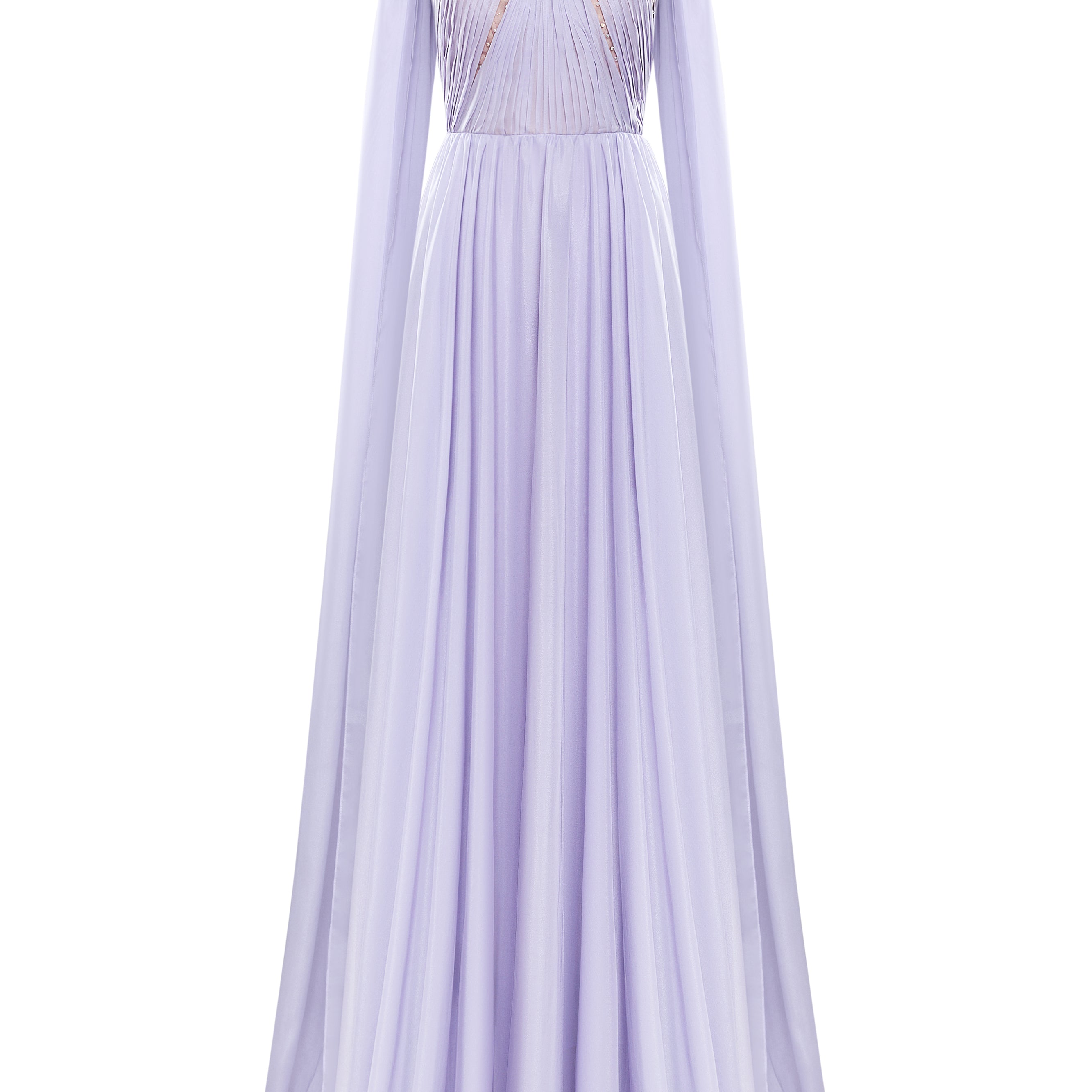Violette A-line Scoop Neck Silk Blend Maxi Dress