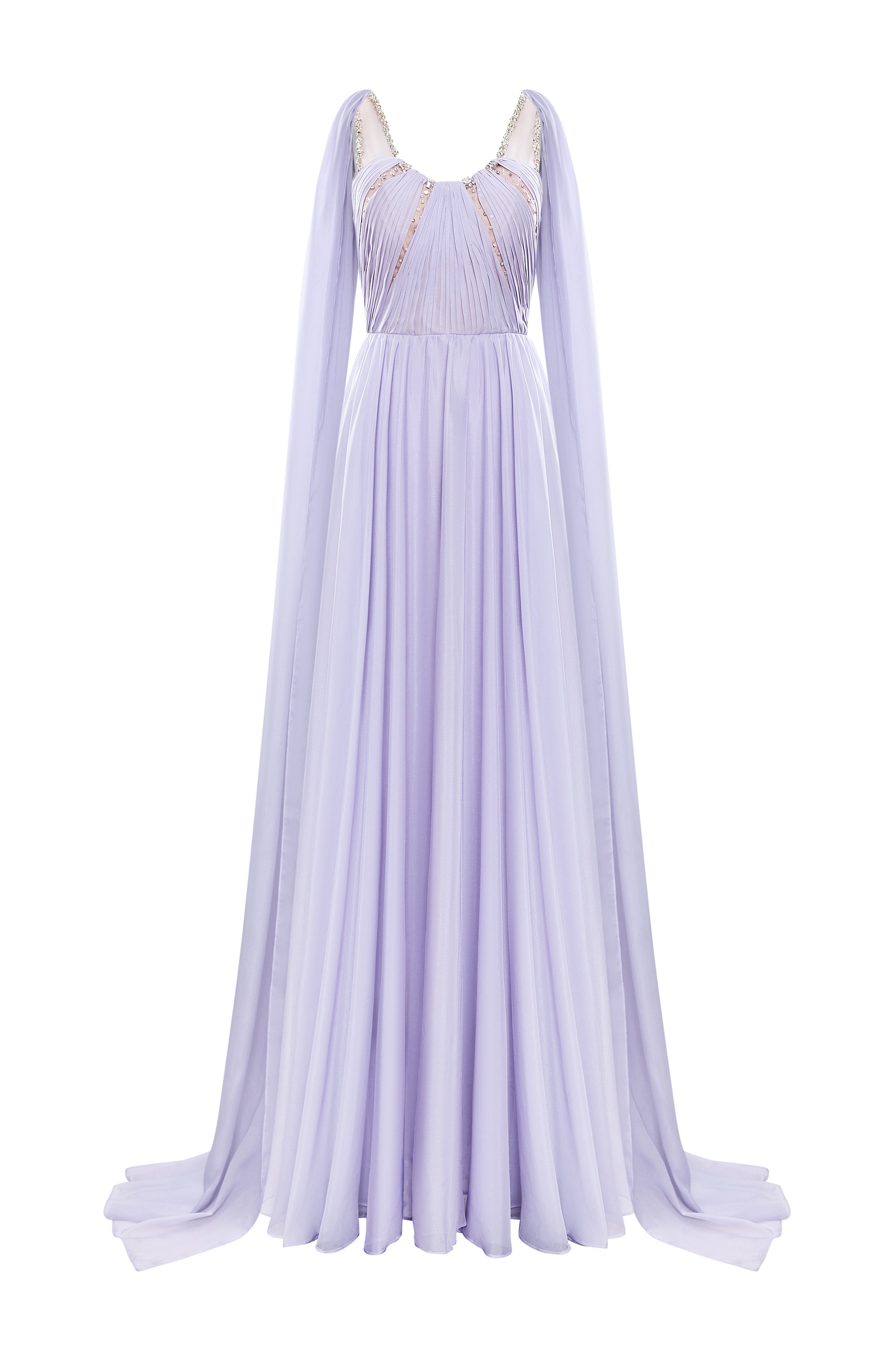 Violette A-line Scoop Neck Silk Blend Maxi Dress