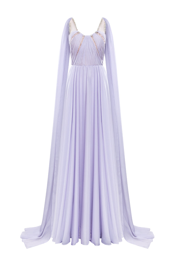 Violette A-line Scoop Neck Silk Blend Maxi Dress