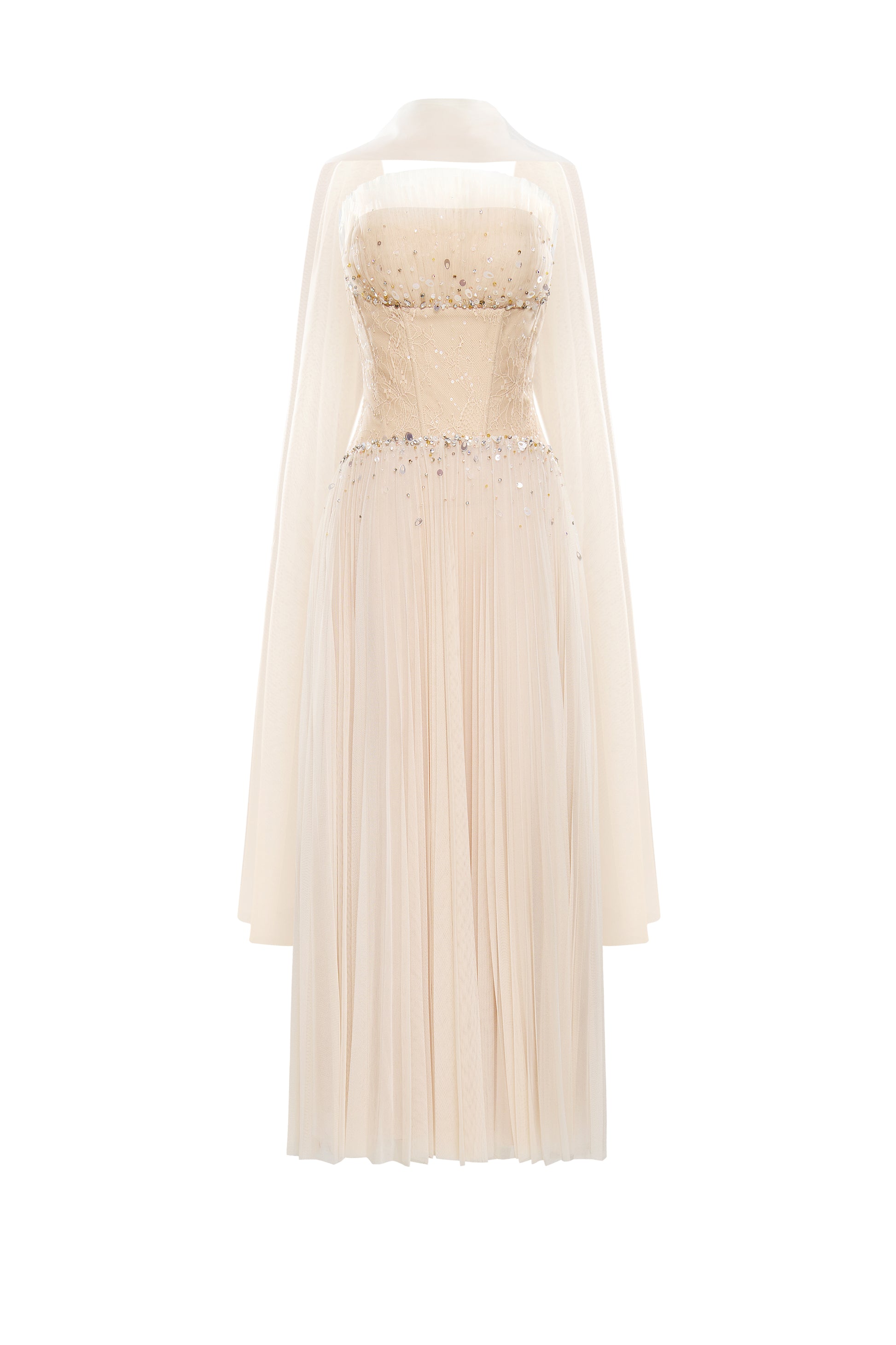 Serenya A-line Ruffled Chantilly Lace Midi Dress