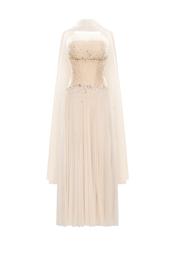 Serenya A-line Ruffled Chantilly Lace Midi Dress