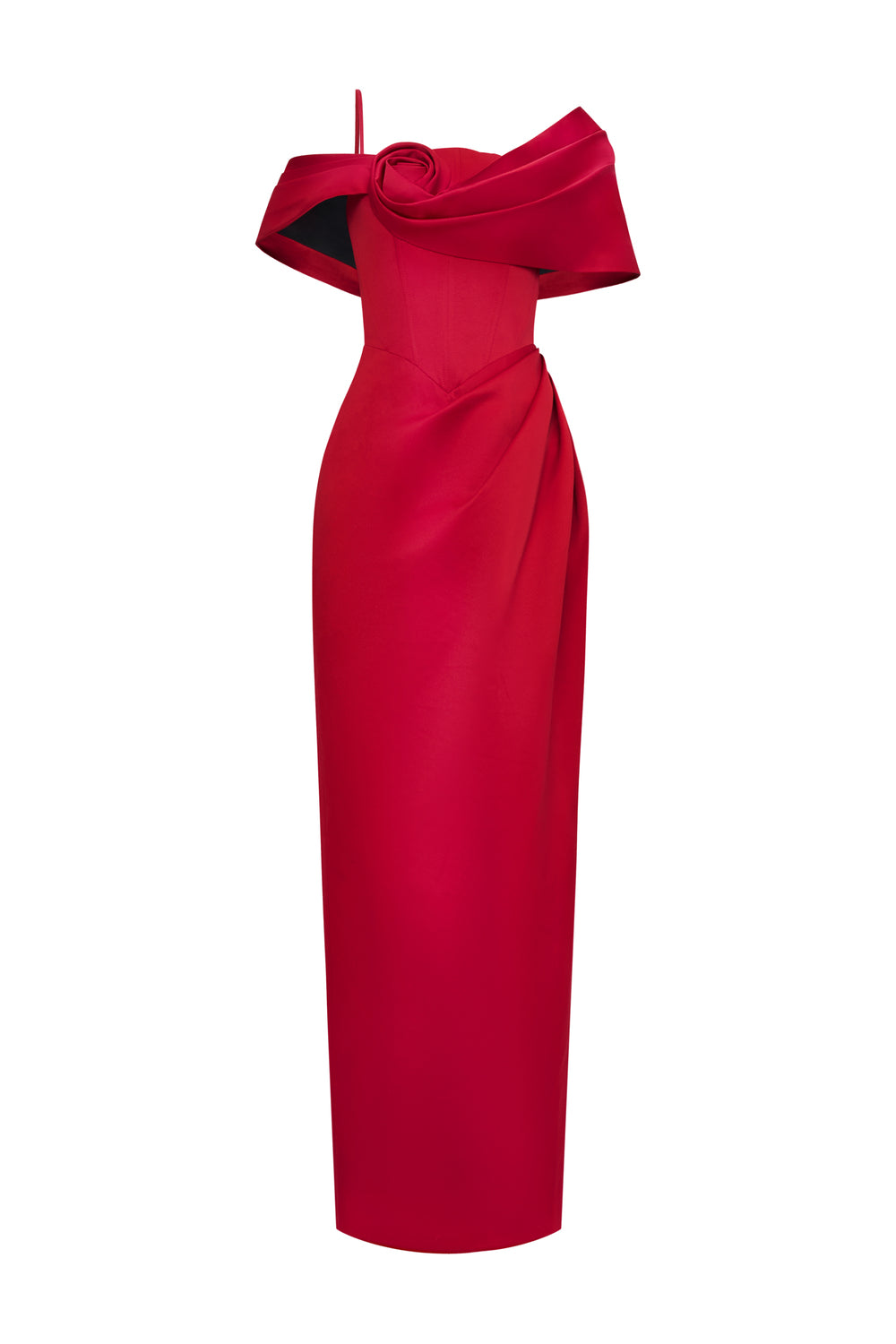 Elara Sheath Asymmetric Shoulder Taffeta Ankle Length Dress