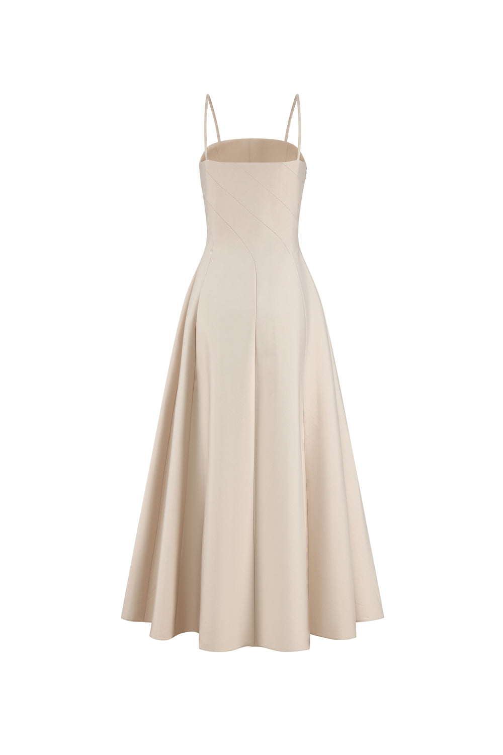 Luceris A-line Spaghetti Strap Taffeta Midi Dress