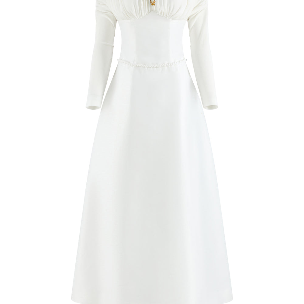 Jasera A-line Off-Shoulder Taffeta Midi Dress