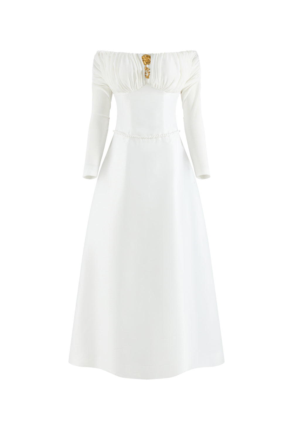 Jasera A-line Off-Shoulder Taffeta Midi Dress