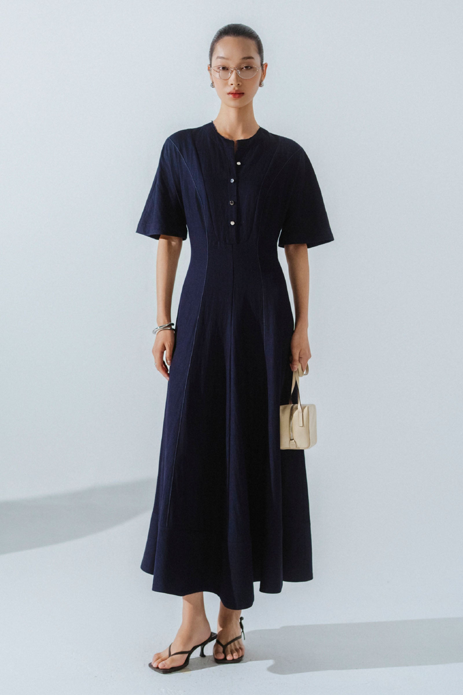 Aeris Round Neck Midi Dress - MEAN BLVD
