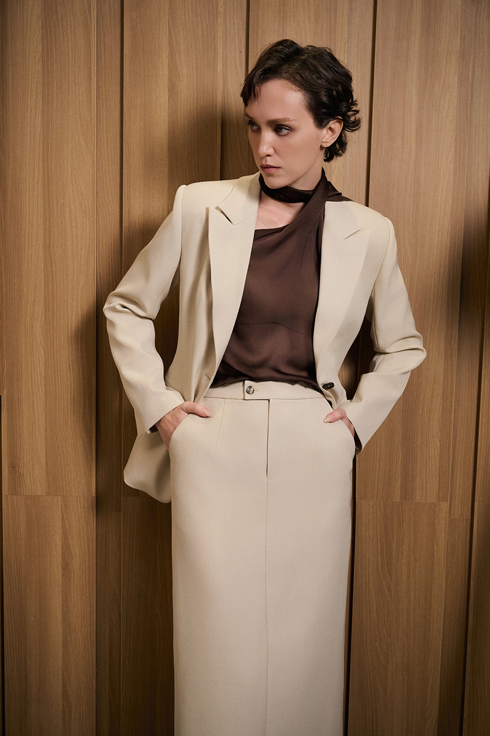 Aki Straight Twill Skirt