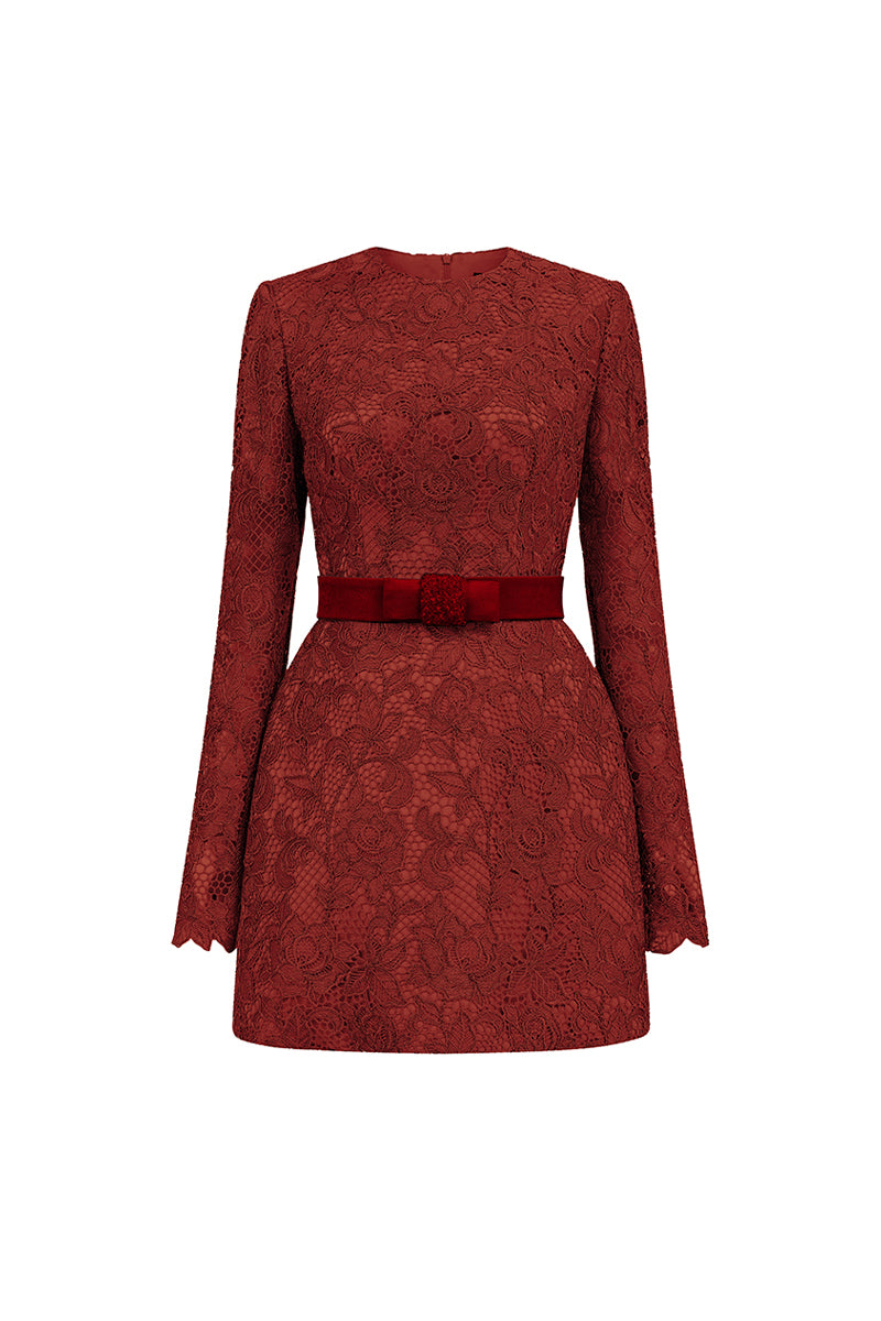Women's Alaina Long Sleeve Lace Mini Dress XS/S/M/L/XL/XXL/Customize Tan/Black/Aurora Red MEAN BLVD Tan / XXL Women's Alaina Long Sleeve Lace Mini Dress XS/S/M/L/XL/XXL/Customize Tan/Black/Aurora Red MEAN BLVD Tan / XXL