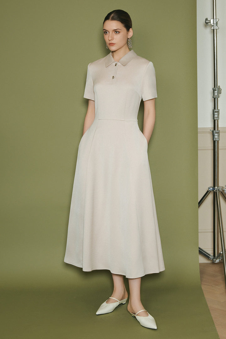 Alba Collared Button Midi Dress - MEAN BLVD