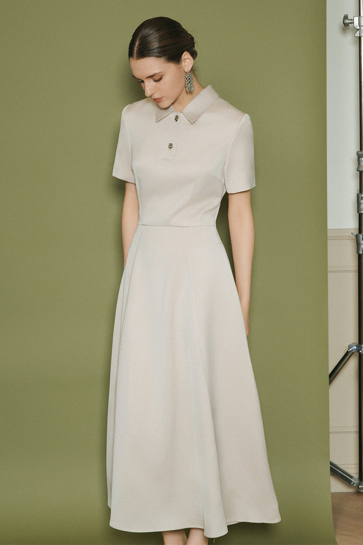 Alba Collared Button Midi Dress - MEAN BLVD