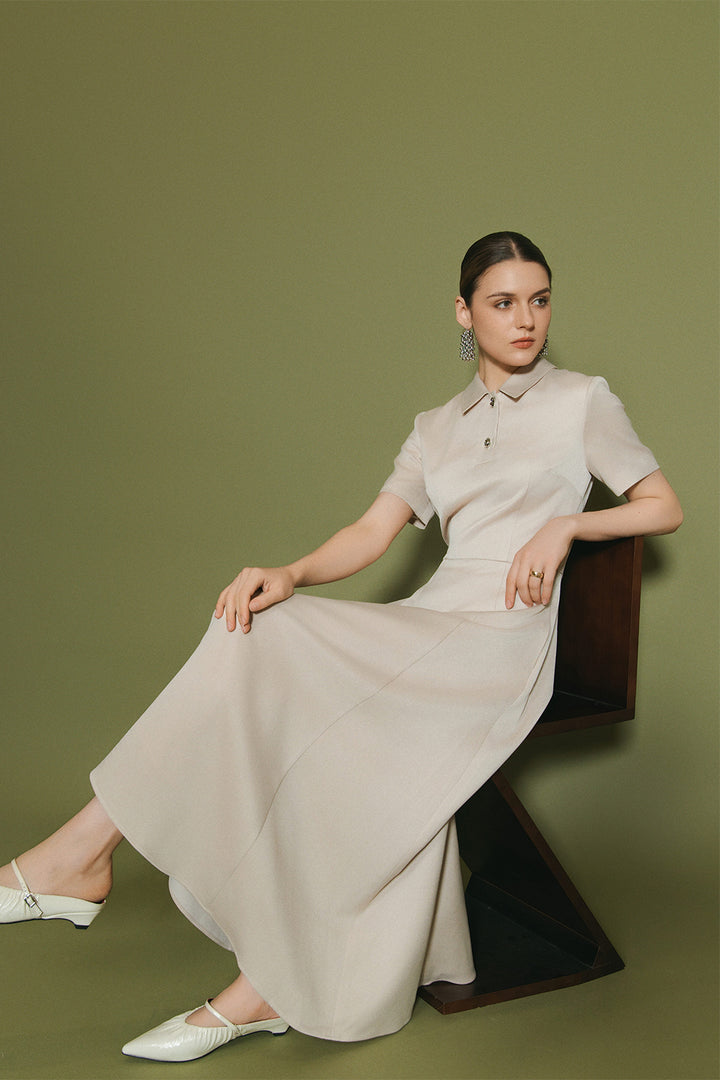 Alba Collared Button Midi Dress - MEAN BLVD