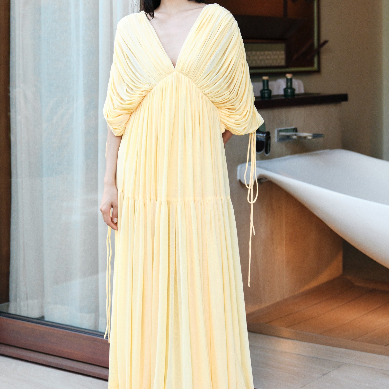 Alcyone Ruched Maxi Dress - MEAN BLVD