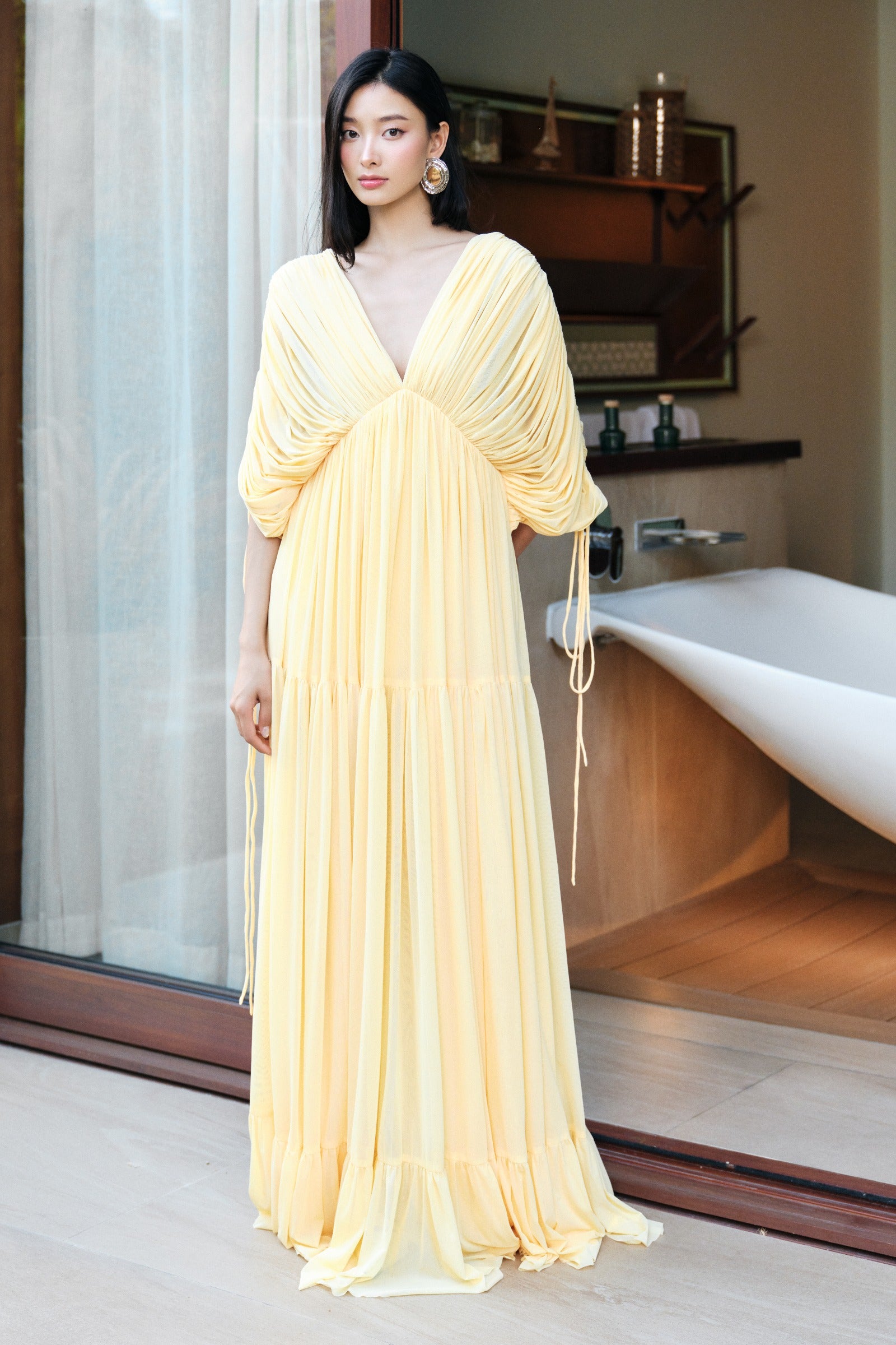Alcyone Ruched Maxi Dress - MEAN BLVD