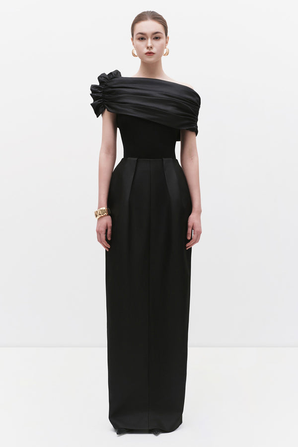 Alida Asymmetric Neck Gathering Bodysuit - MEAN BLVD