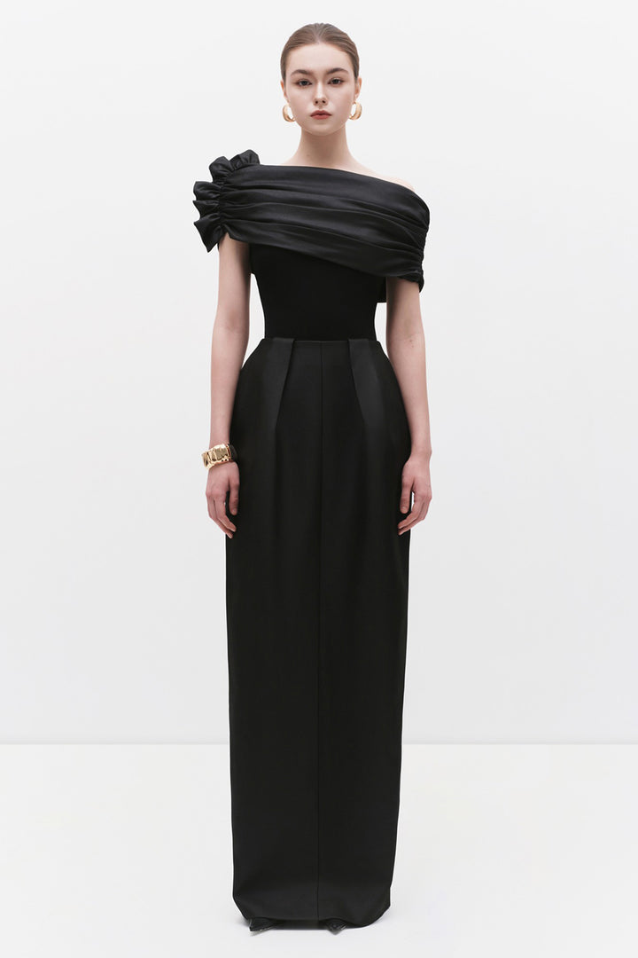 Alida Asymmetric Neck Gathering Bodysuit - MEAN BLVD