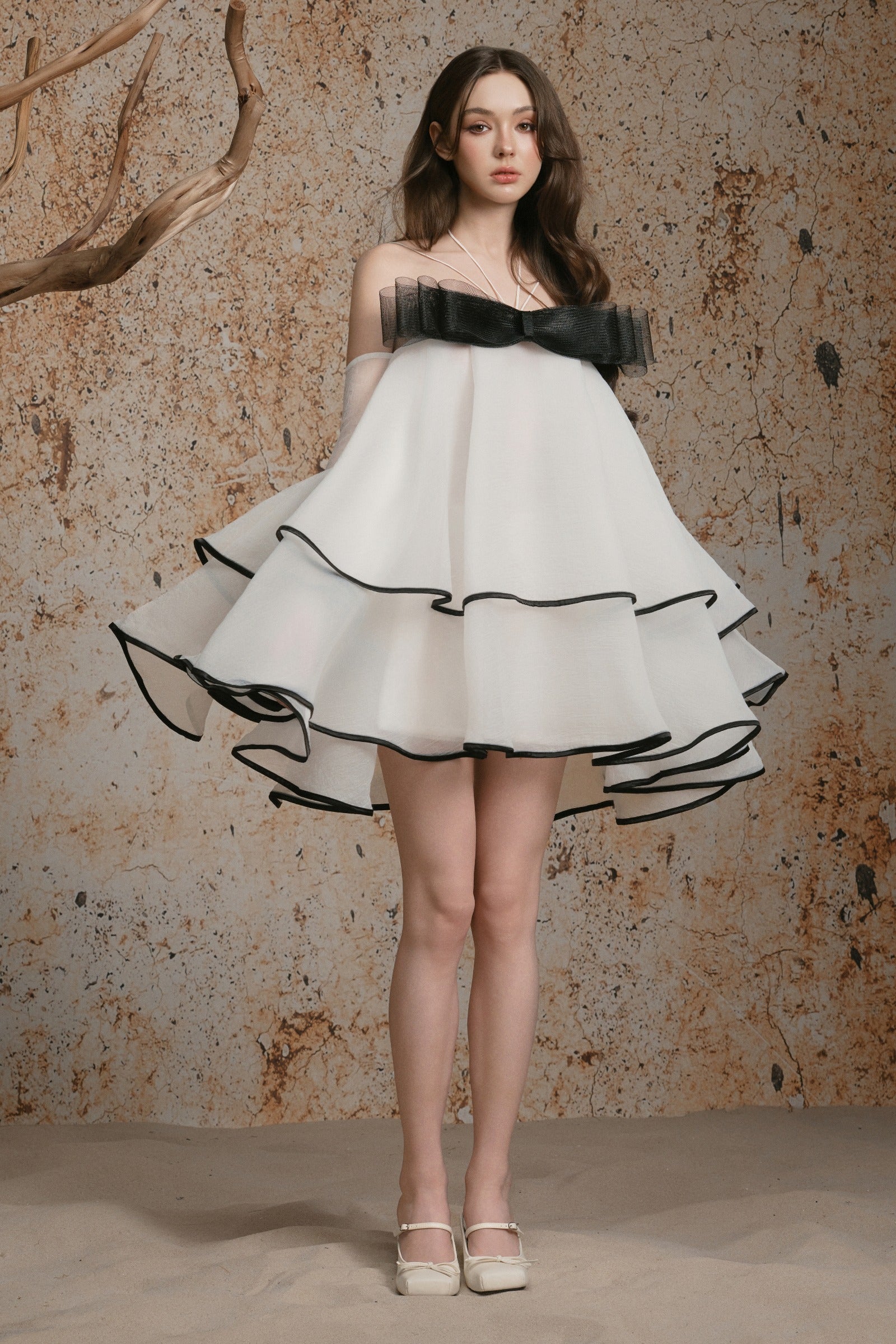 Women's Alina Babydoll Mini Dress White S/M/L/Customize MEAN BLVD