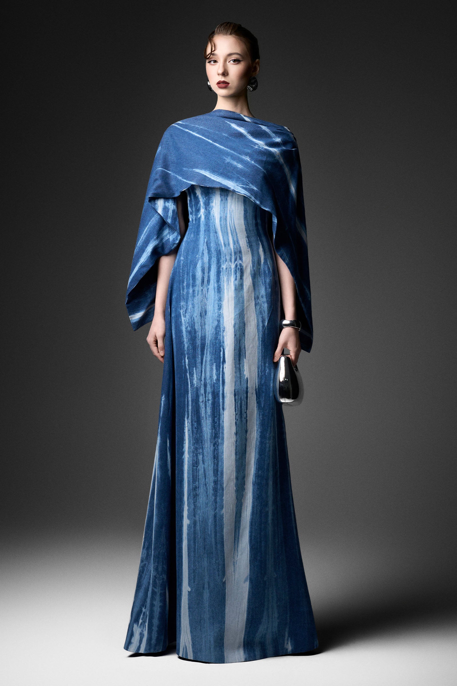 Women's Alizée Cape Sleeve Maxi Dress Blue Indigo XXS/XS/S/M/L/XL/XXL/Customize MEAN BLVD