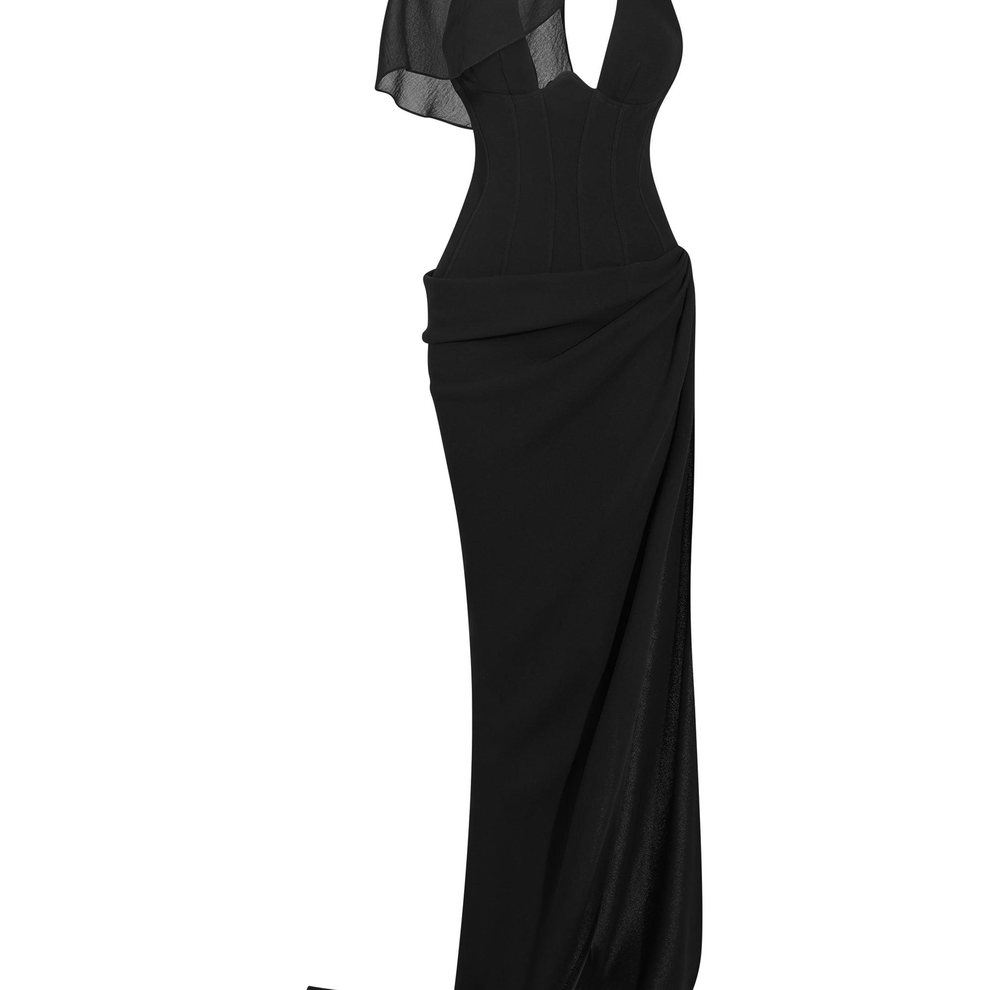 Women's Allure Scarf Crepe Maxi Dress Customize Black MEAN BLVD Women's Allure Scarf Crepe Maxi Dress Customize Black MEAN BLVD