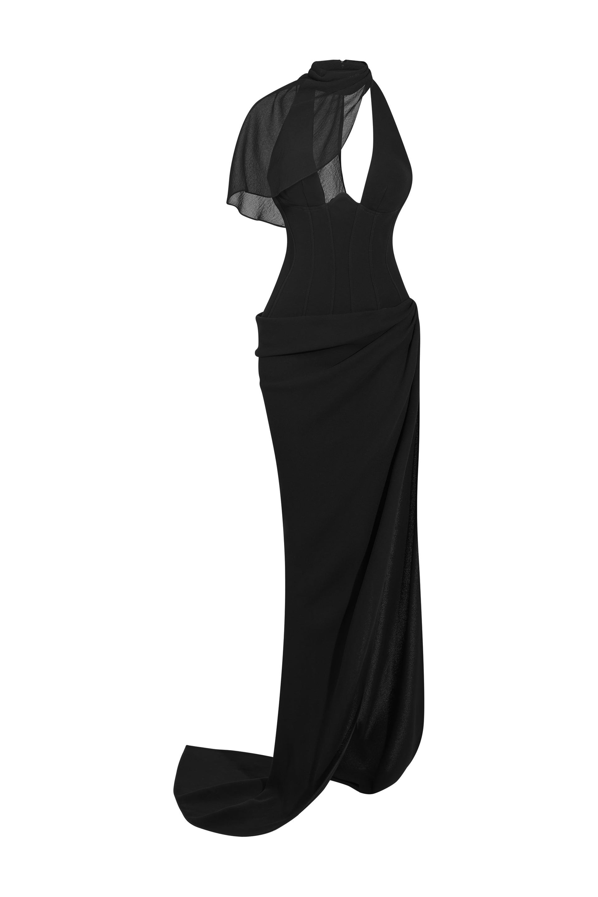 Women's Allure Scarf Crepe Maxi Dress Customize Black Mean Blvd