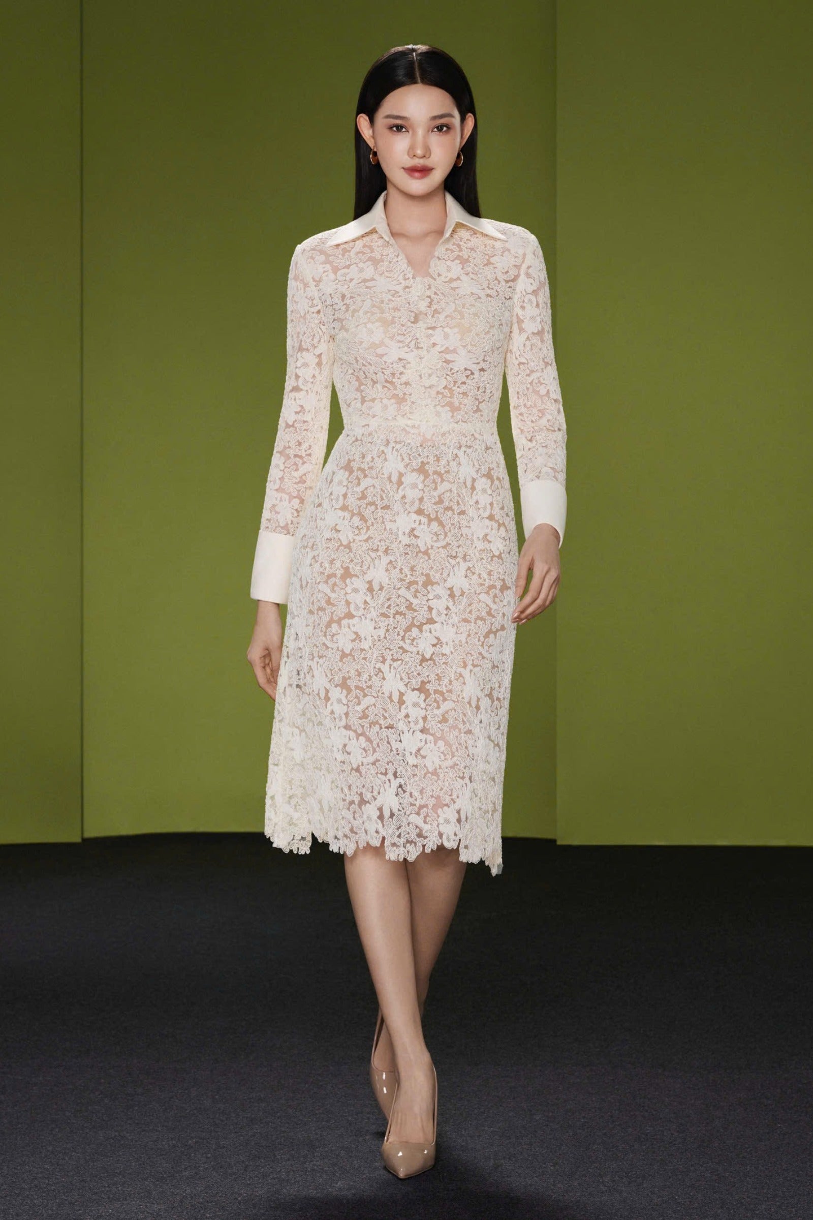 Alouine Collared Midi Dress - MEAN BLVD