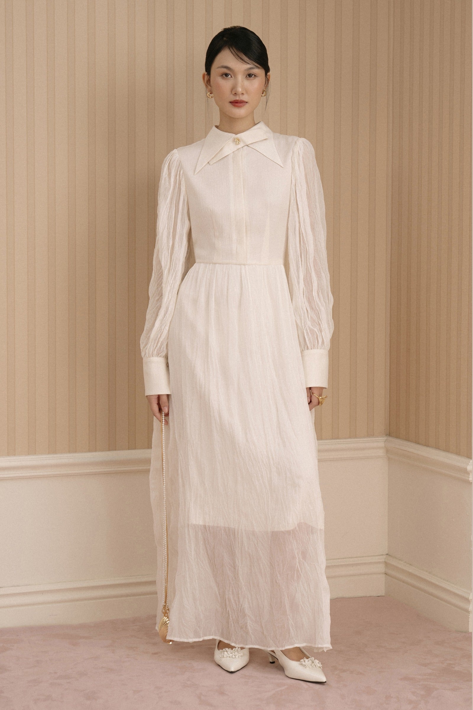 Amelie Collared Maxi Dress - MEAN BLVD