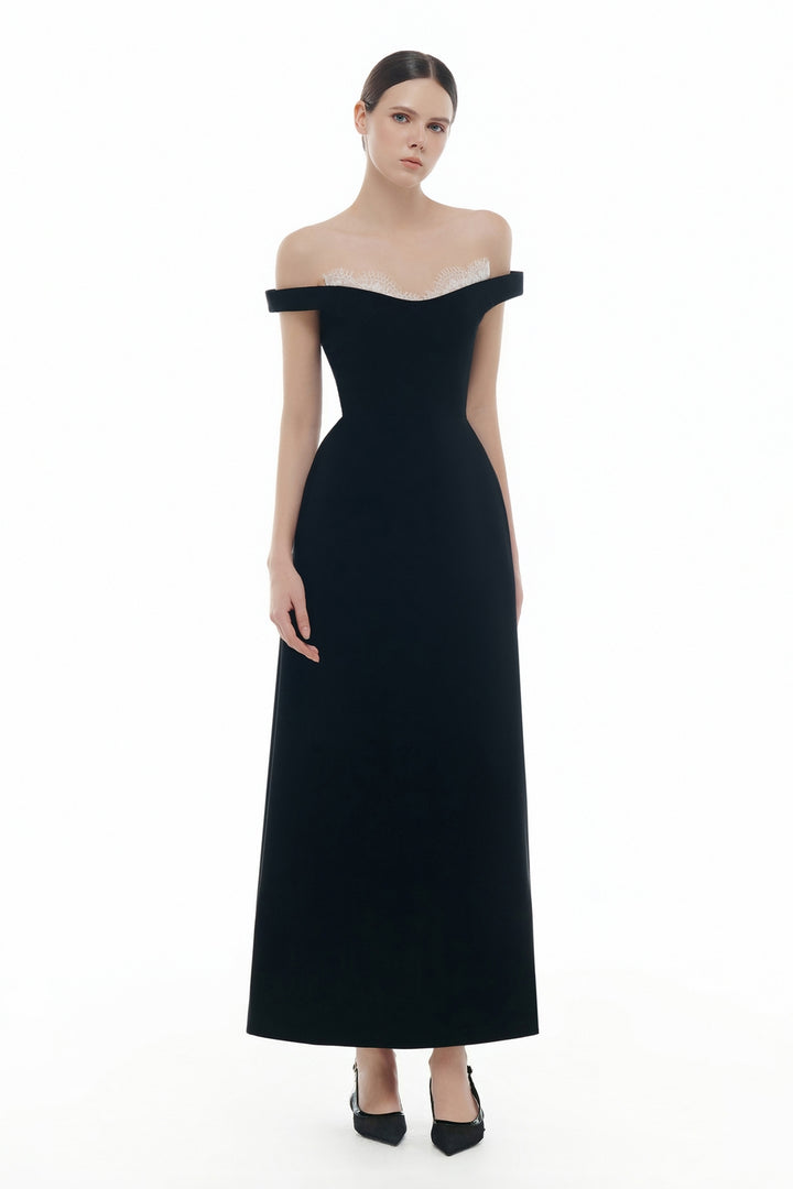 Amélie Off-Shoulder Applique Midi Dress - MEAN BLVD